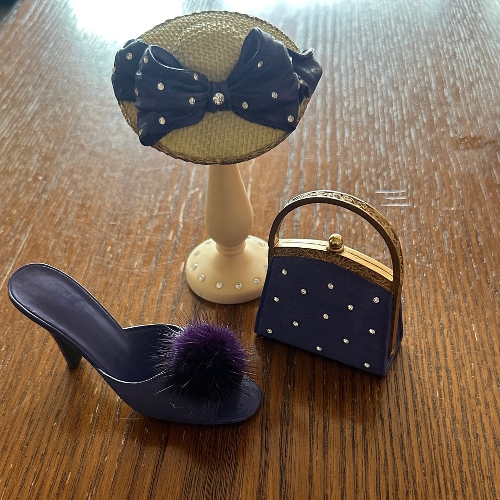 The Lady Cassandra Elegant Purple Set with Bow and Pom-Pom